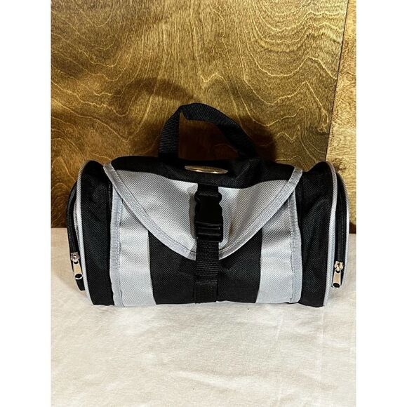 Bella Russo Toiletry Shaving Makeup Travel Bag 6 Pockets‎ Hook Black Gray - Picture 1 of 7